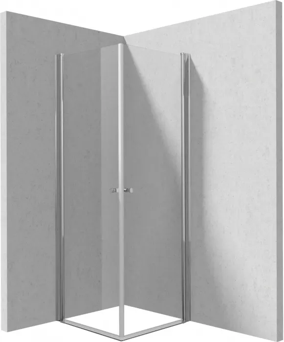 Cabina de dus patrata, cu usi batante in V, 80x80 cm, profil crom, Deante Kerria Plus