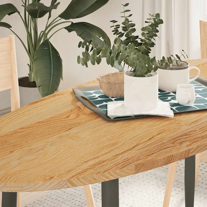 blat de masa maro deschis 140x60x2 cm lemn masiv de stejar oval