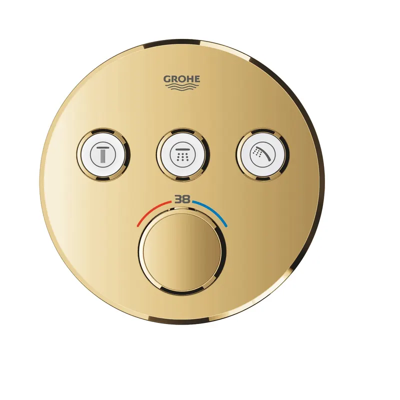 Unitate comanda Grohe 29121GL0, SmartControl, 3 iesiri, termostat, necesita valva, lucius, auriu