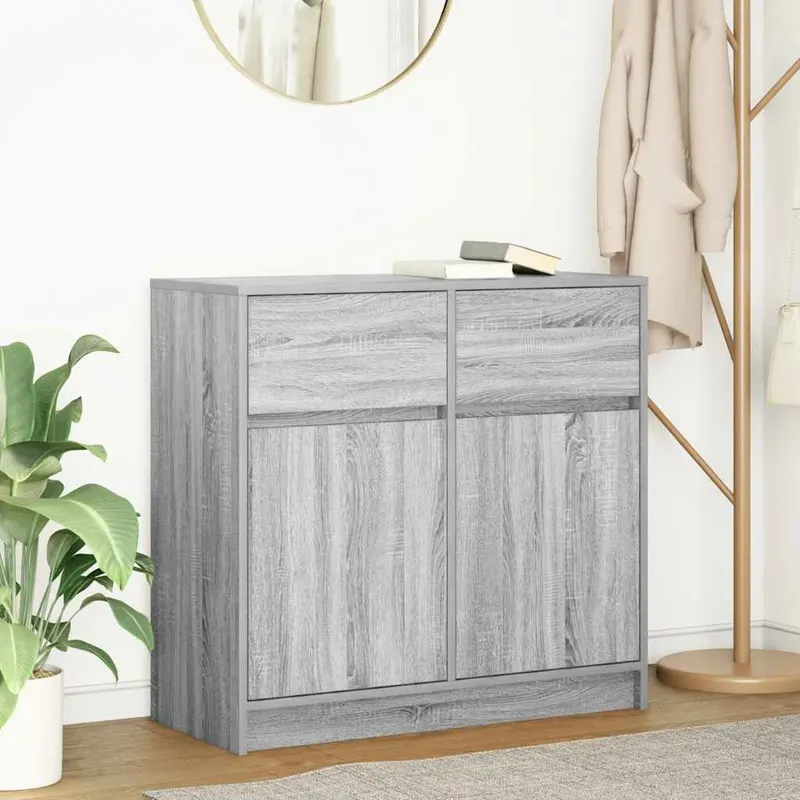 bufeta cu sertar gri sonoma 80x34x76 cm lemn prelucrat