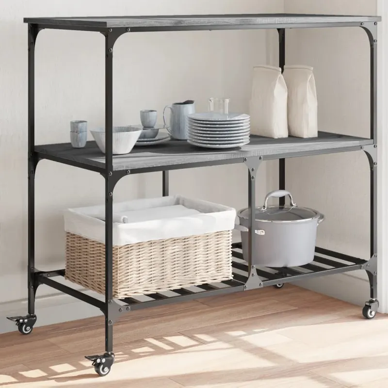 carucior de bucatarie, gri sonoma, 100x50x95 cm, lemn prelucrat