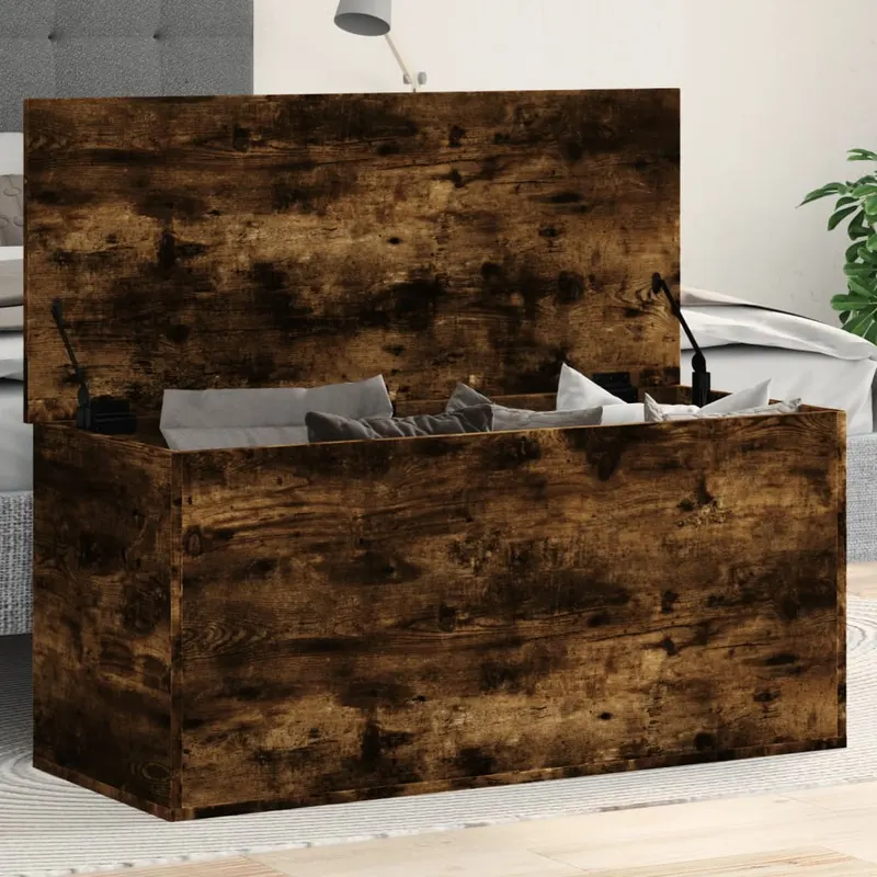 cutie de depozitare stejar fumuriu, 100x42x46 cm lemn prelucrat
