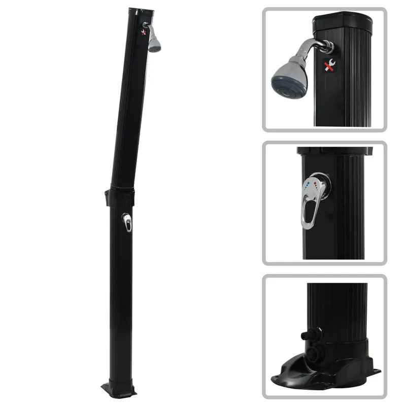 dus solar pliabil, negru, 214 cm, 23 l