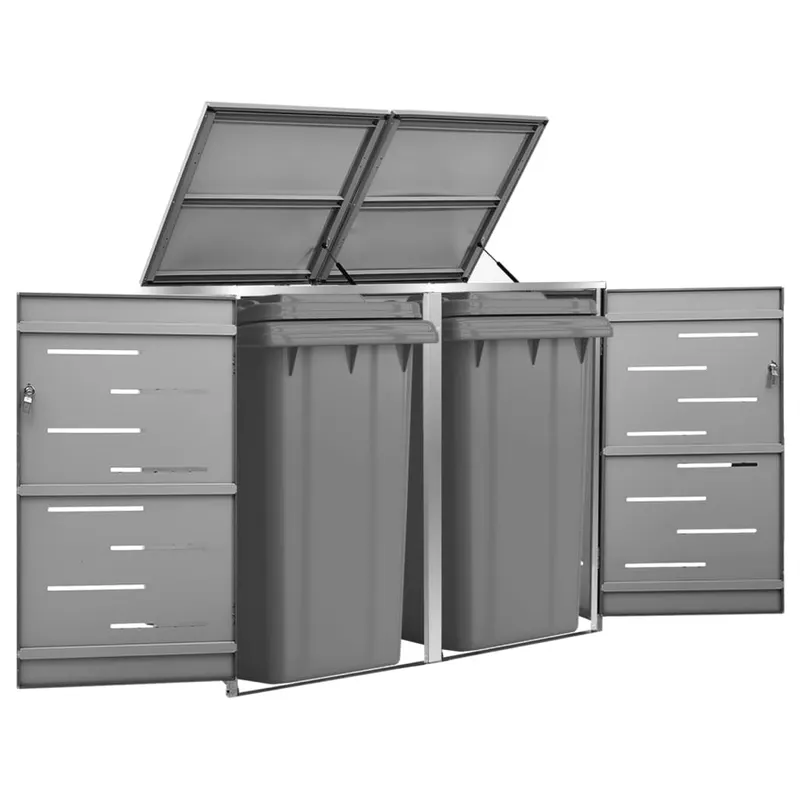 magazie pentru doua pubele, 138x77,5x112,5 cm, otel inoxidabil