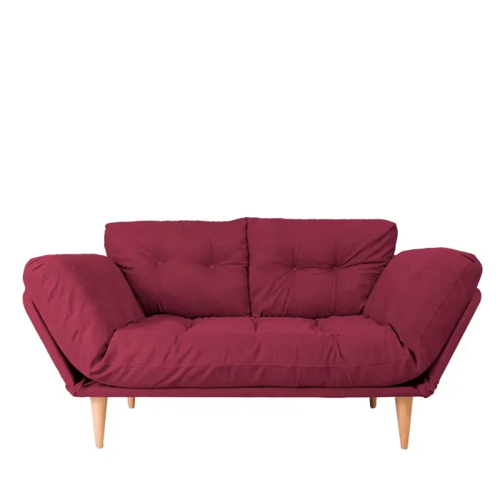 Canapea extensibila NINA, 3 locuri, rosu inchis, 190x85x80 cm