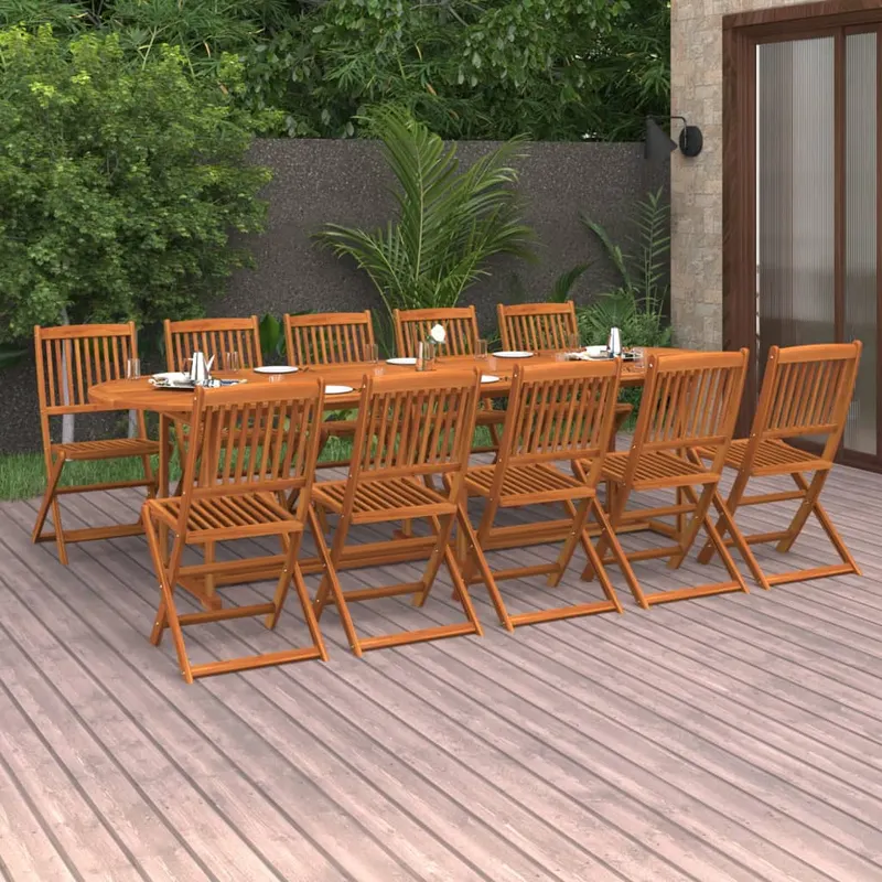 set mobilier de gradina 11 piese 280x90x75cm, lemn masiv acacia