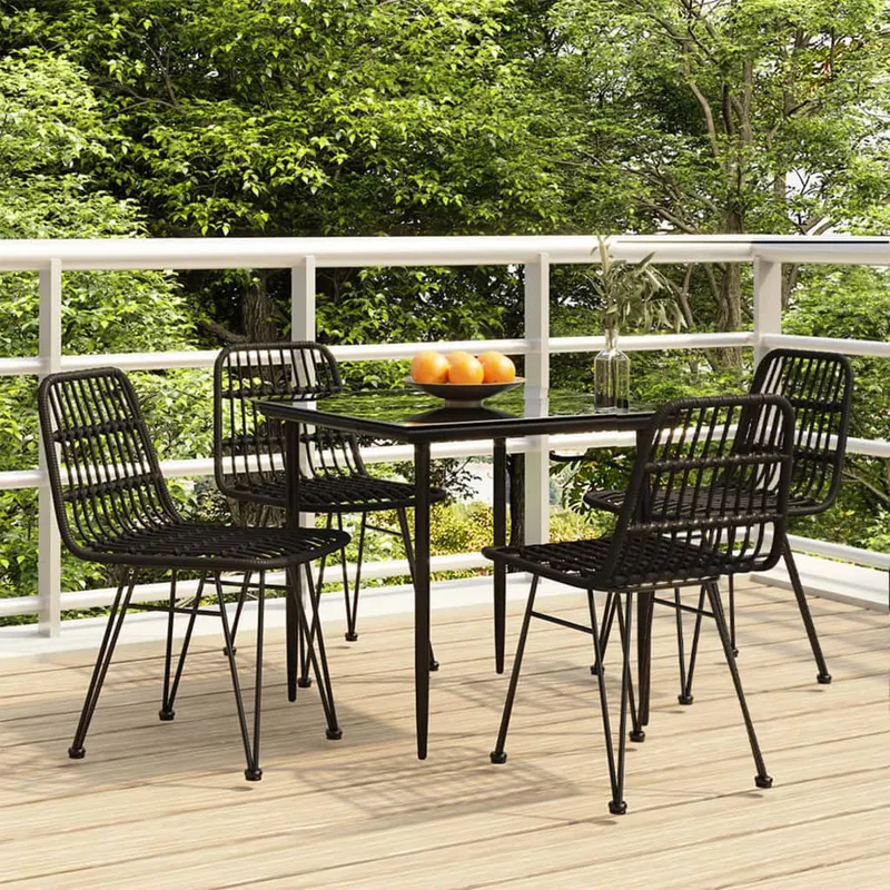 set mobilier de gradina, 5 piese, negru, poliratan
