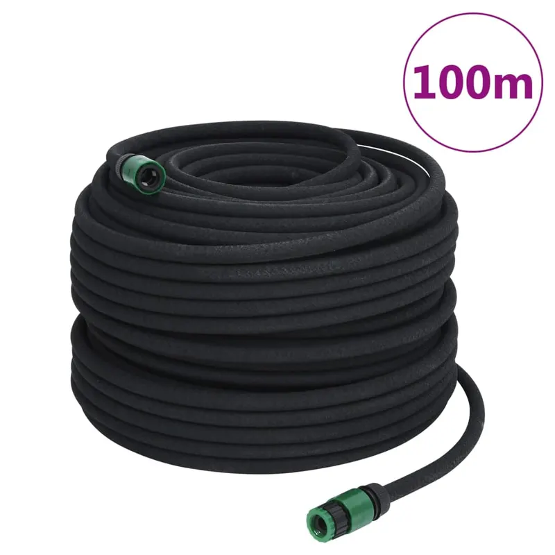 furtun poros de gradina, negru, 0,6, 100 m, cauciuc