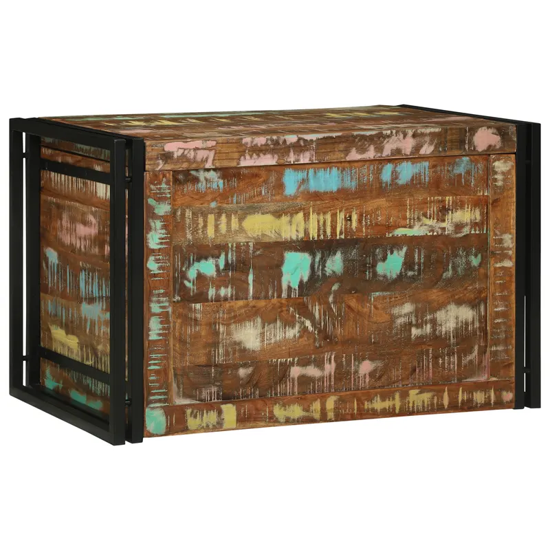 cutie de depozitare multicolor 80x50x50 cm din lemn solid reciclat