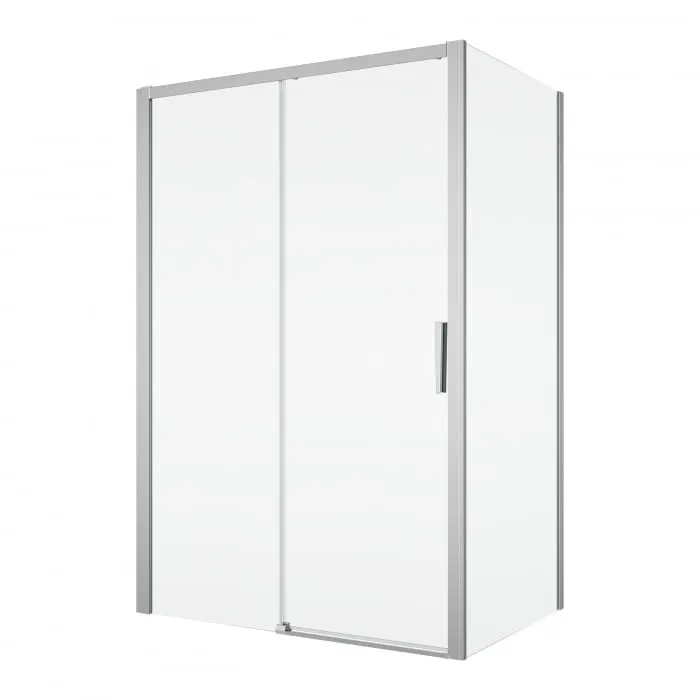 Cabina dus crom 130x100 cm, usa culisanta, grosime sticla 6 mm, tratament anticalcar, Ronal Divera