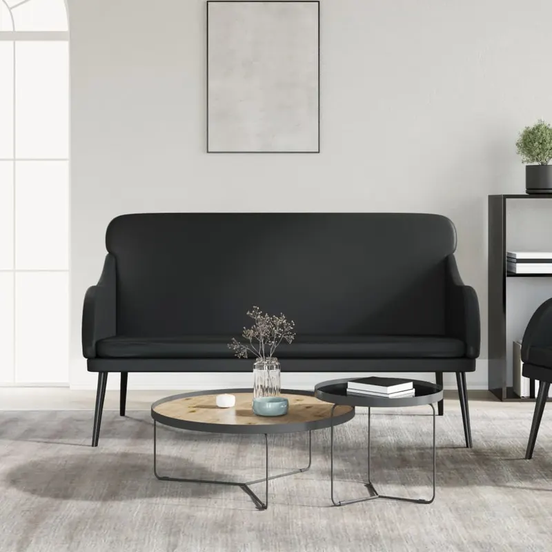Banca, negru, 110x76x80 cm, piele ecologica