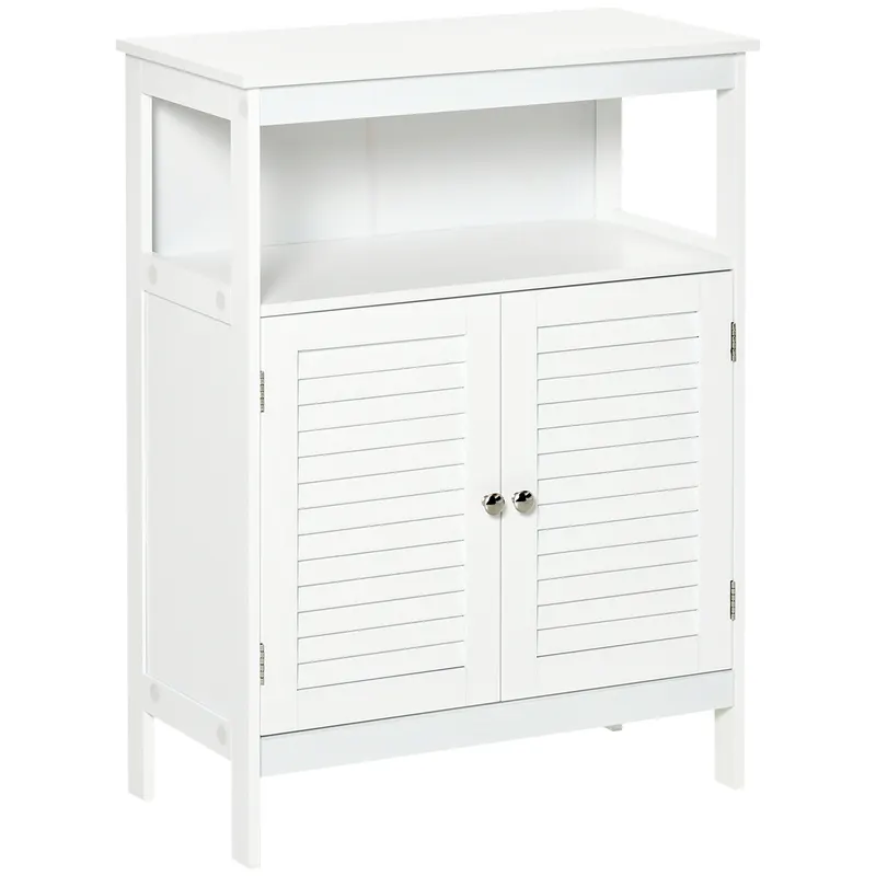 Dulapior pentru baie cu usi cu doua canaturi economie spatiu rezistent la umezeala din MDF alb 60 x 30 x 81.6cm kleankin