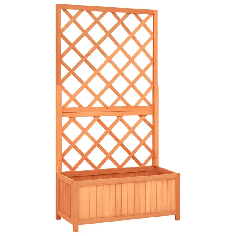 jardiniera cu spalier, maro, 70x30x135 cm, lemn masiv brad
