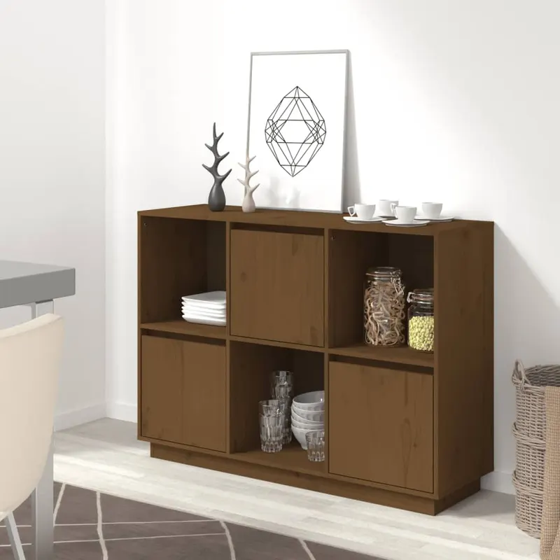 servanta, maro miere, 110,5x35x80 cm, lemn masiv de pin