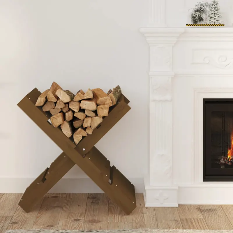 Suport pentru busteni maro miere 47x39,5x48cm lemn masiv de pin