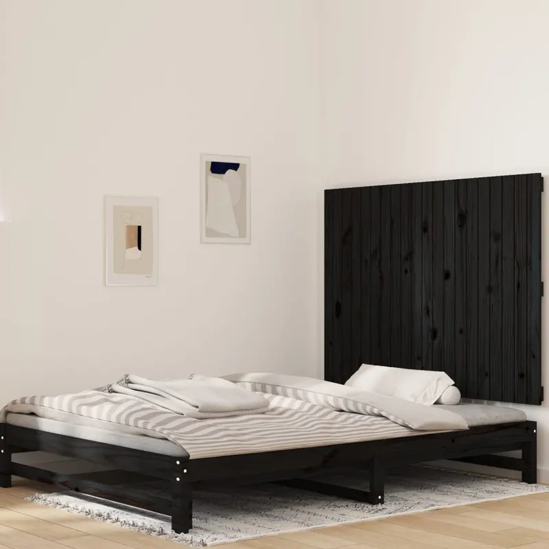 tablie de pat pentru perete, negru, 127,5x3x90 cm