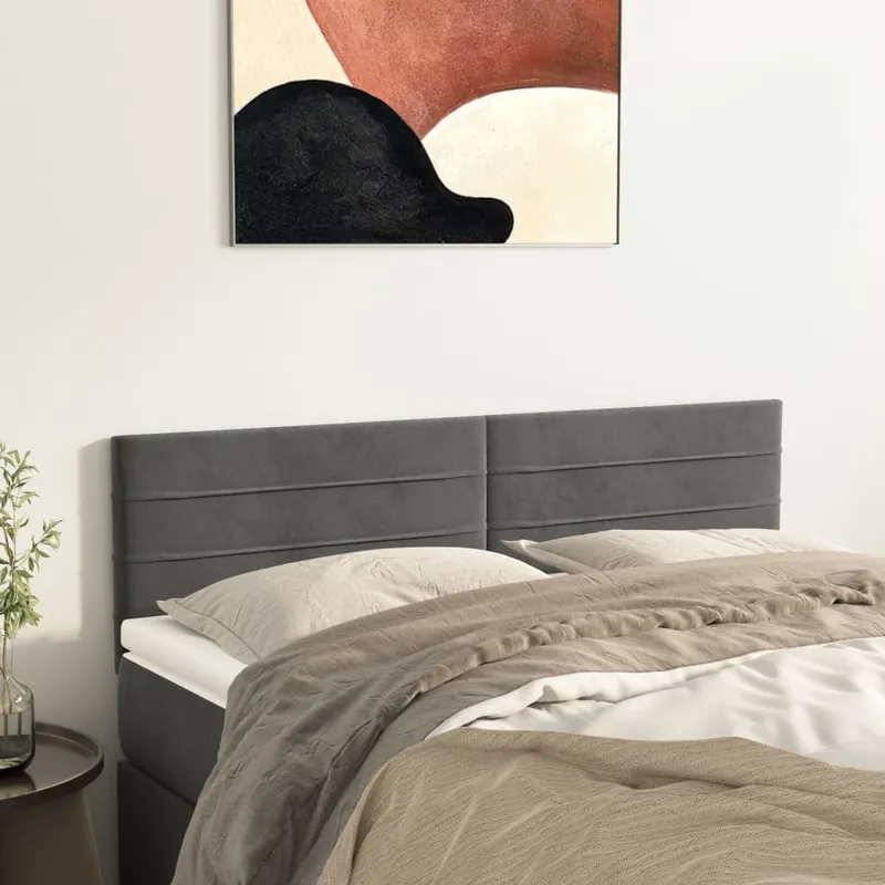 tablii de pat, 2 buc., gri inchis, 72x5x78/88 cm, catifea