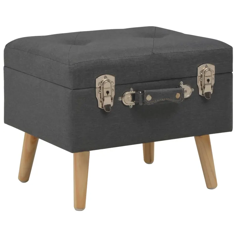 taburet cu depozitare, 40 cm, gri inchis, material textil