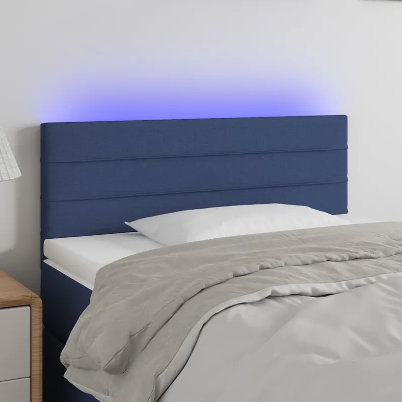 tablie de pat cu led, albastru, 90x5x78/88 cm, textil