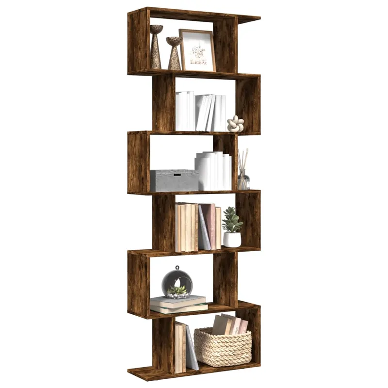 biblioteca/separator 6 niveluri stejar fumuriu 70x24x193cm lemn