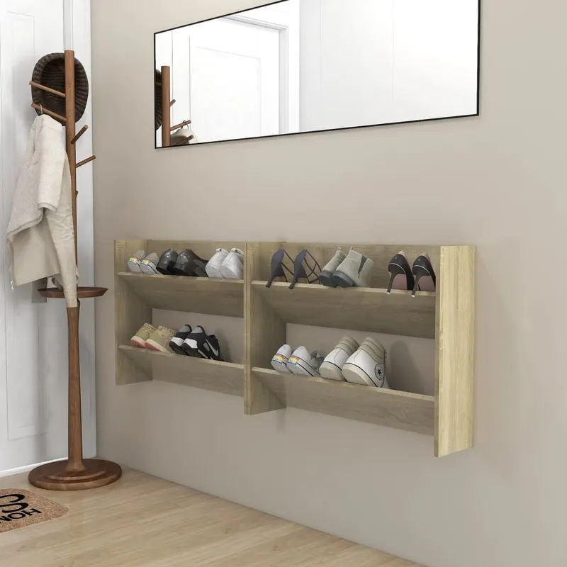 pantofare de perete, 2 buc., stejar sonoma, 80x18x60 cm, pal