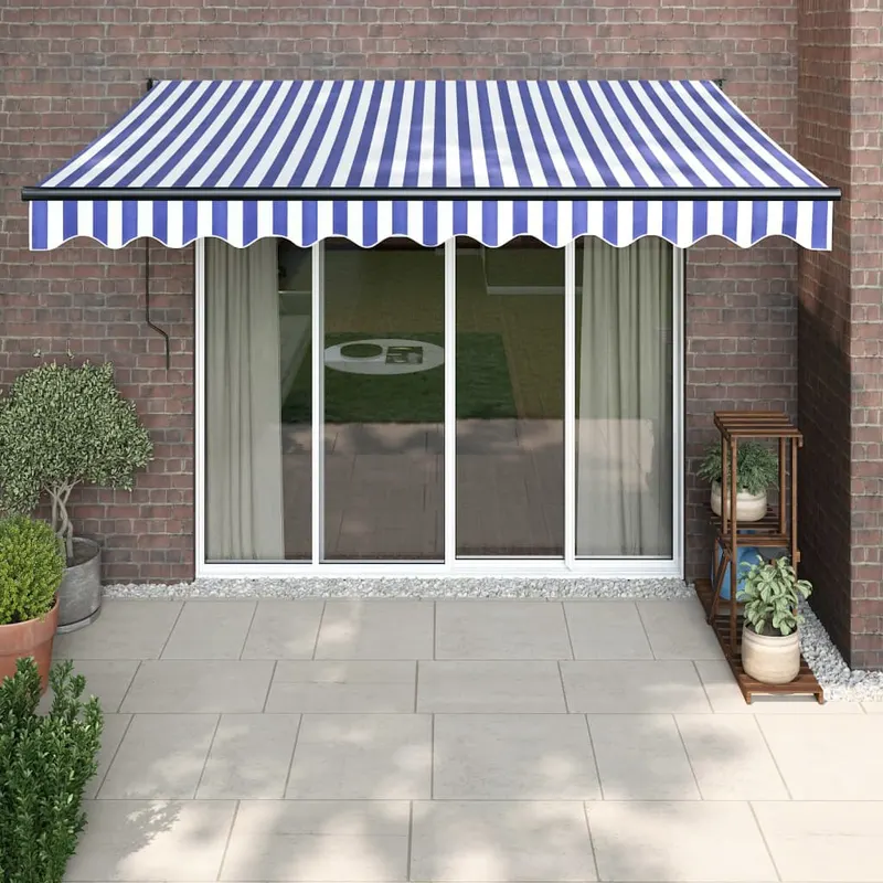 copertina automata retractabila, albastru si alb, 3,5x2,5 m