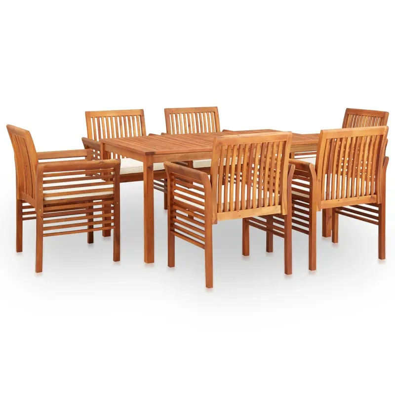 set mobilier de exterior cu perne 7 piese lemn masiv de acacia
