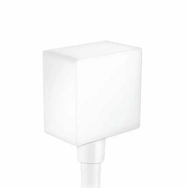 Cot conector dus Hansgrohe FixFit Square alb mat