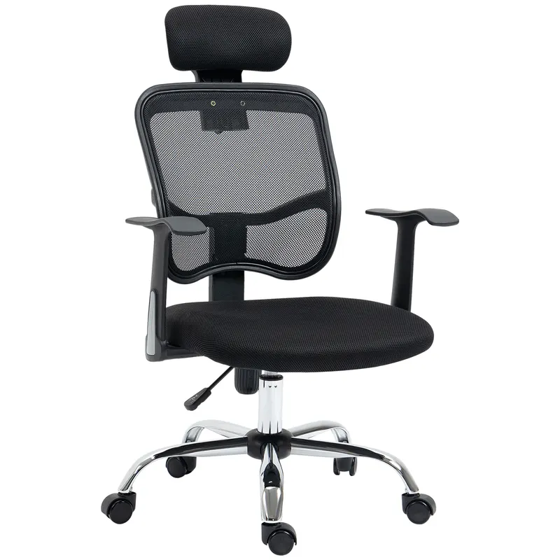 Vinsetto Scaun de Birou Ergonomic și Reglabil cu Tetieră, Negru