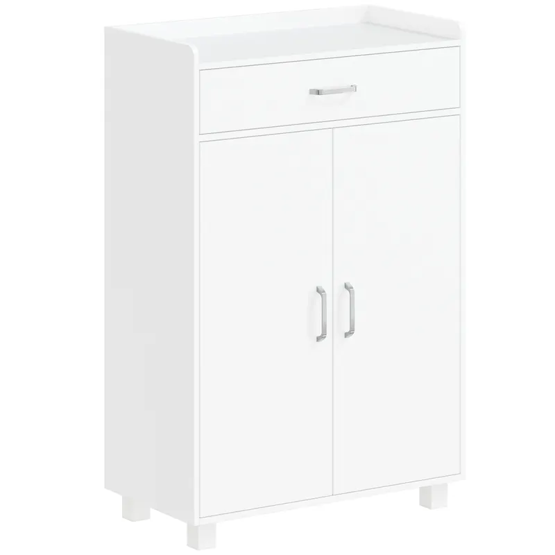 HOMCOM Pantofar cu 1 Sertar și 5 Rafturi Dulap pentru Pantofi Modern Rafturi Reglabile 6 Perechi 62,5x35x95 cm Alb