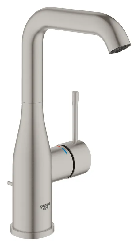 Baterie lavoar Grohe 24174DC1, Essence, L, 244 mm, ventil, mat, otel satinat