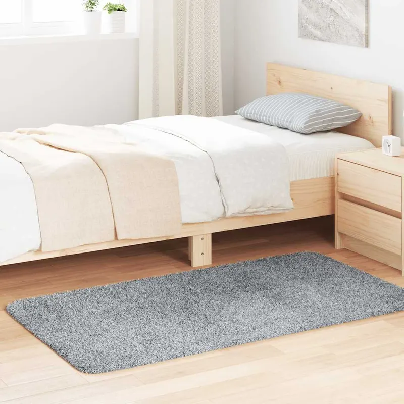 covor shaggy cu gradini mari, gri argintiu 80x150 cm poliester