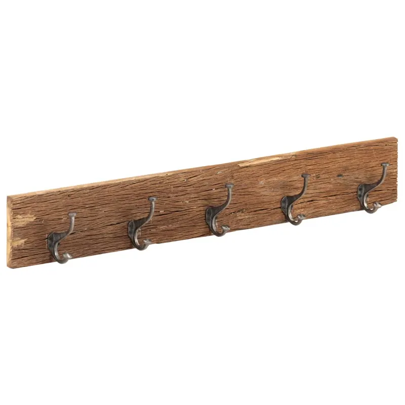 cuier de hol cu 5 carlige, 100x2,5x15 cm, lemn masiv reciclat