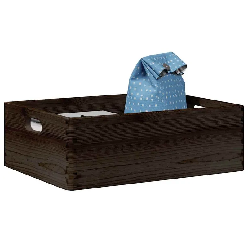 cutie din lemn cu manere negru 40x30x13 cm lemn masiv de pin