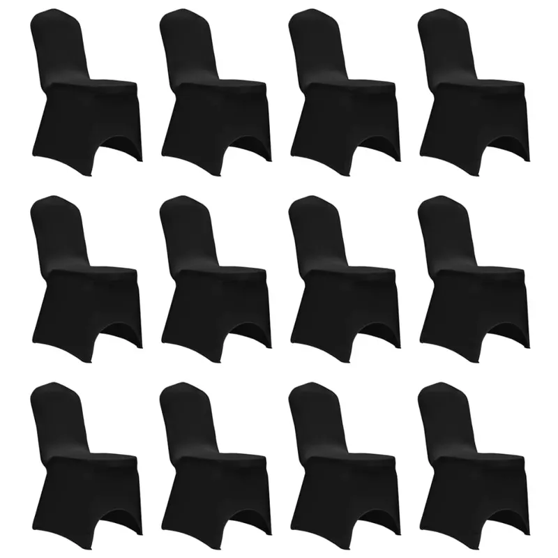 huse elastice pentru scaun, 12 buc., negru