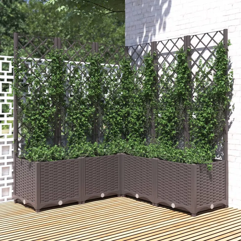 jardiniera de gradina cu spalier, maro, 120x120x136 cm, pp