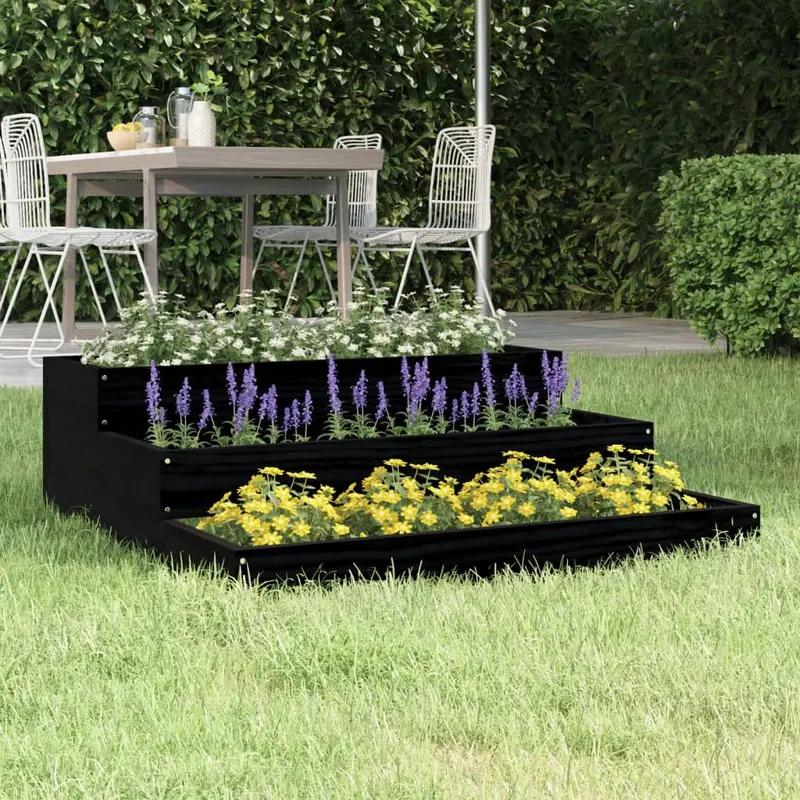 jardiniera, negru, 78x78x27 cm, lemn masiv de pin