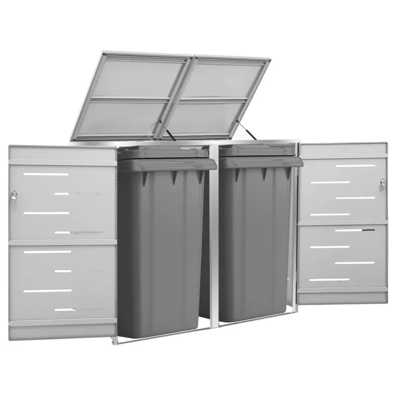 magazie pentru doua pubele, 138x77,5x112,5 cm, otel inoxidabil