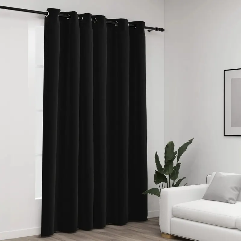 perdea opaca, aspect panza, cu ocheti, antracit, 290x245 cm