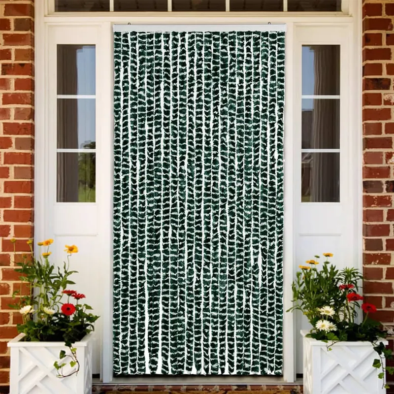 perdea pentru insecte, verde si alb, 90 x 220 cm, chenille