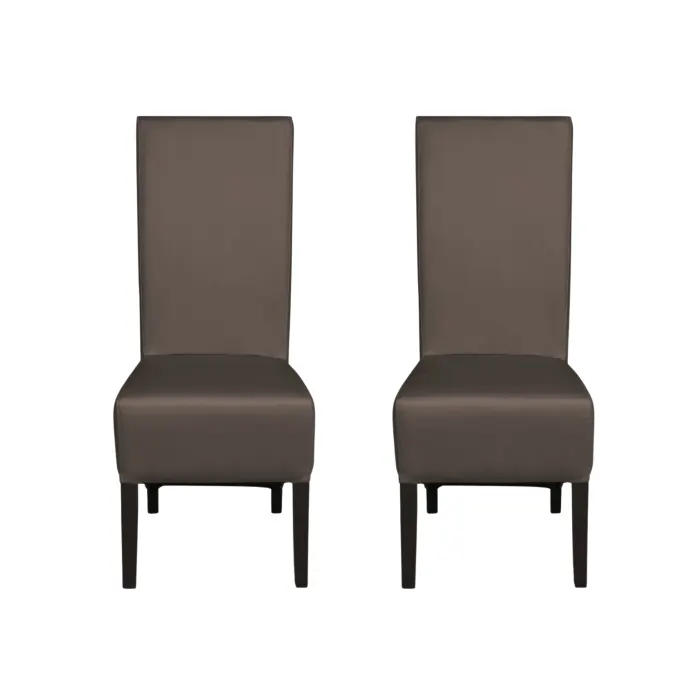 Set 2 scaune living VANESSA, picioare lemn wenge, piele ecologica gri elefant, 47x60x110 cm
