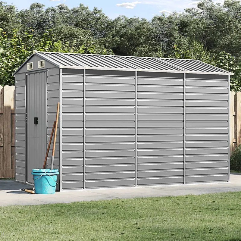 sopron de gradina, gri deschis, 191x300x198 cm, otel galvanizat