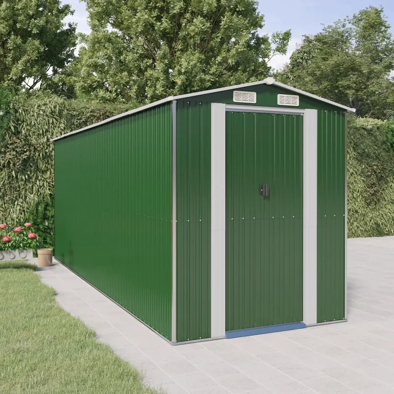 sopron de gradina, verde, 192x523x223 cm, otel zincat