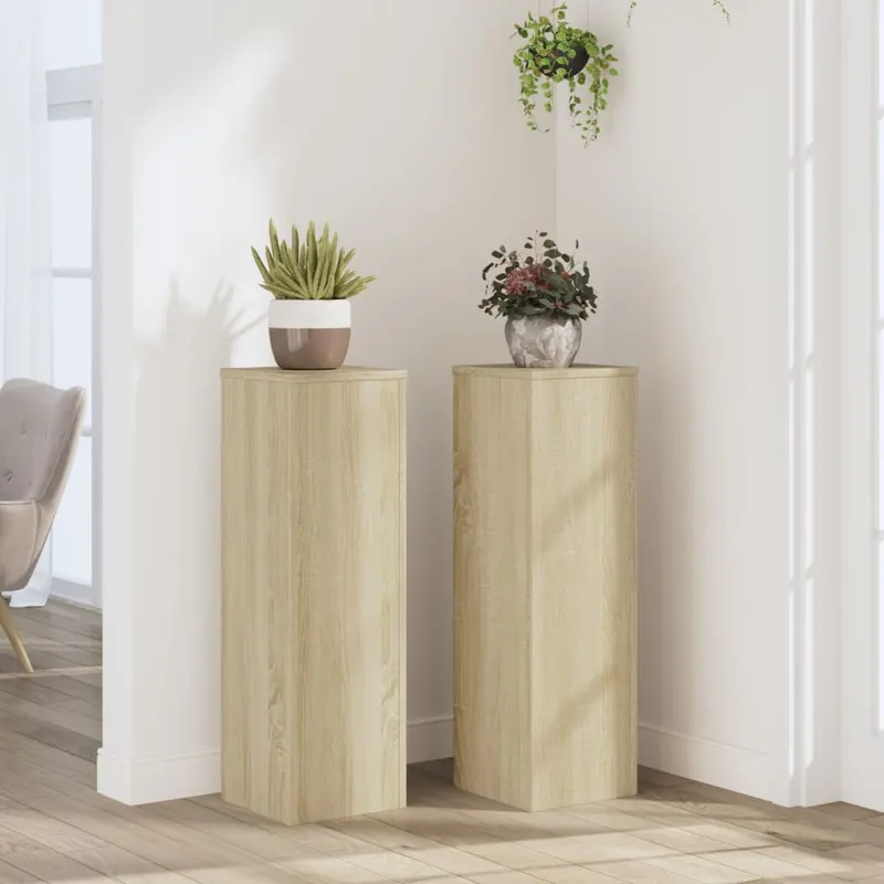suporturi de plante, 2 buc., stejar sonoma, 25x25x80 cm, lemn