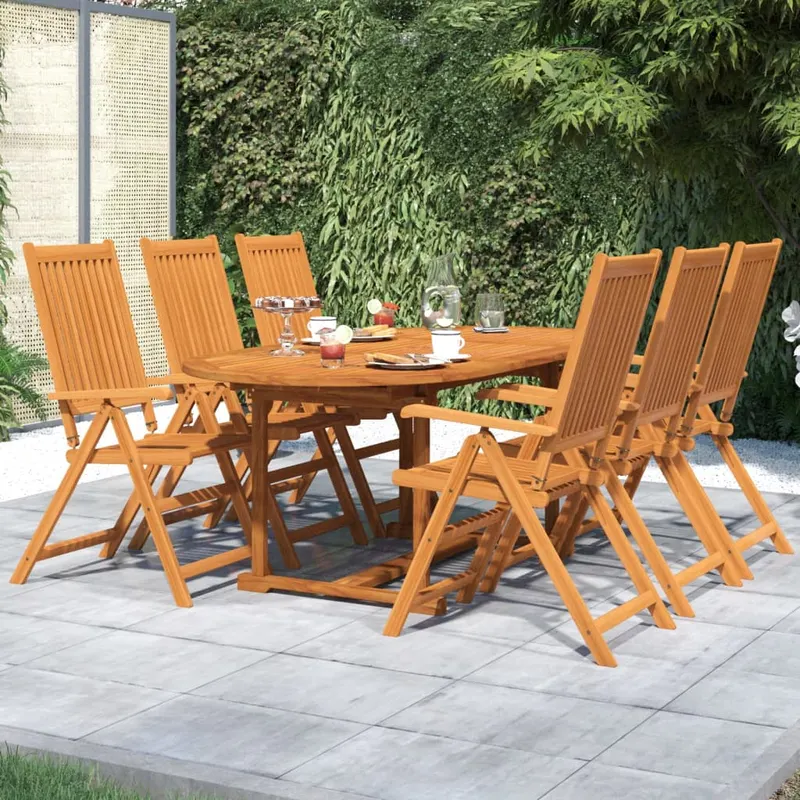 set mobilier de gradina, 7 piese, lemn masiv de acacia