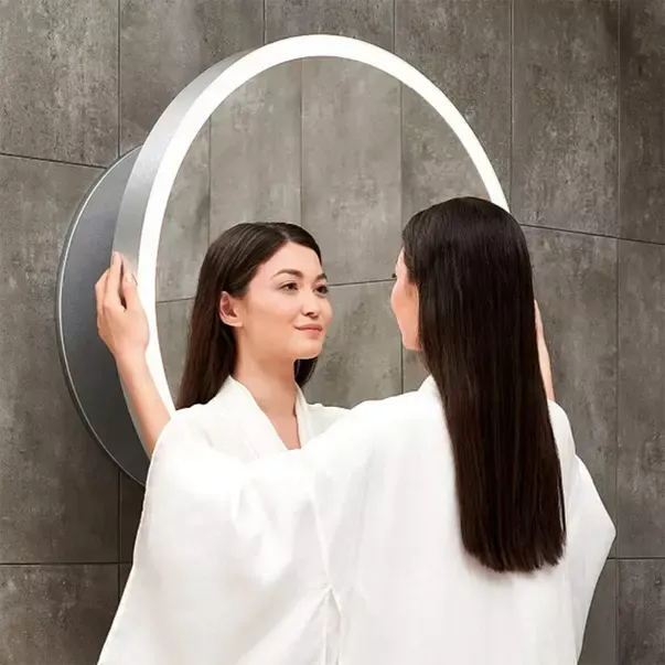 Oglinda extensibila cu iluminare LED Miior Moon 60 cm rama aluminiu mat