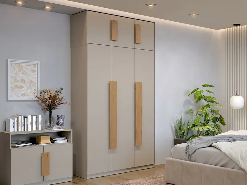Dulap Dormitor Levi 3U - Bej/Casmir - 123x48x240