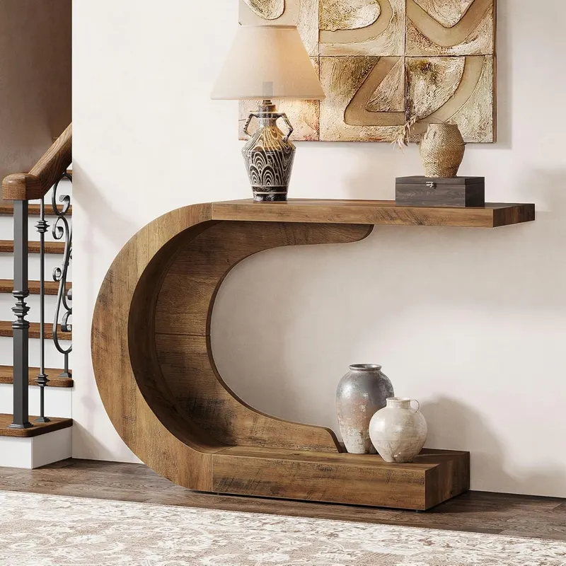 MAM12 - Masa Consola, 110 cm, masuta hol, living, dining, dormitor - Maro / Negru