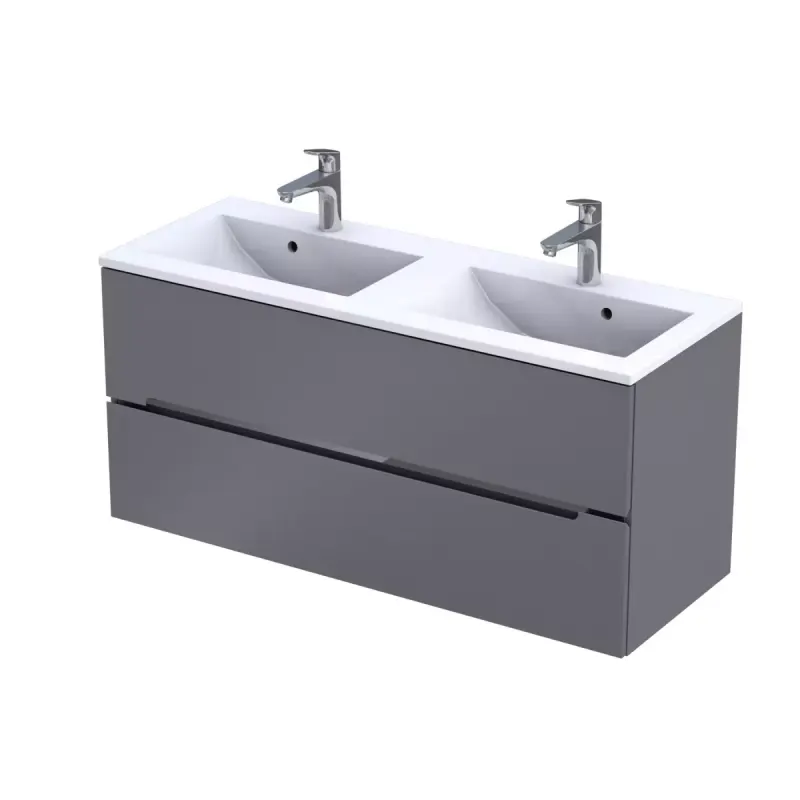 Dulap pentru lavoar Oristo Silver, suspendat, 120 x 45 x 55 cm, sertar, mat, gri, 33-SD2S-120-4-D