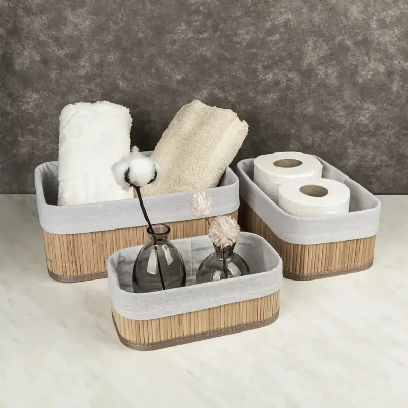 Set 3 Coșuri din Bambus